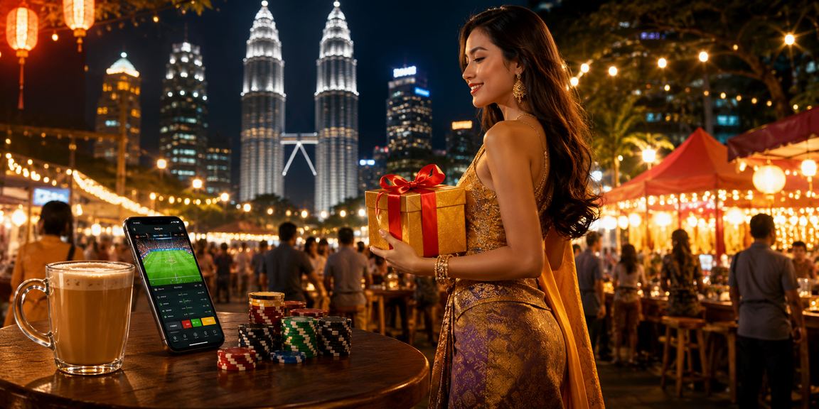 Pemain dari Kuala Lumpur mengakses kasino langsung 1121 melalui telefon mudah alih dengan paparan meja baccarat