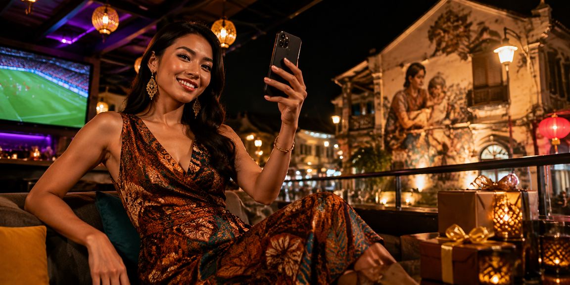 Pemain dari Pulau Pinang menikmati permainan baccarat langsung melalui telefon pintar dengan susun atur batik tempatan